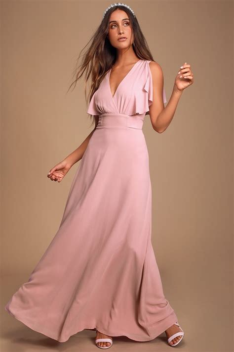Pretty Mauve Maxi Dress Flutter Sleeve Dress Gown Lulus
