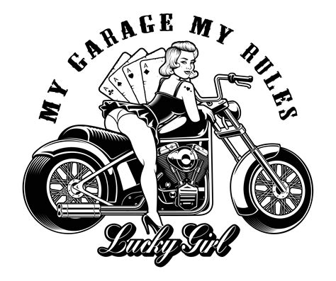 Pin Up Girl With Motorcycle Vector Art At Vecteezy
