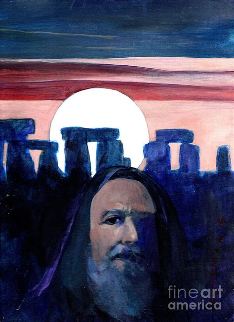 Stonehenge And Druid 12x9 15 063 Painting By Stephen Haldaman Pixels