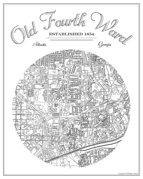 Old Fourth Ward Atlanta Neighborhood Ga Map Moving Away Etsy