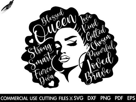Queen Svg African American Woman Svg Afro Woman Svg Beautiful Svg