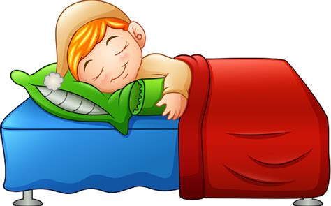 Ilustración De Dibujos Animados De Lindo Niño Pequeño Durmiendo En La