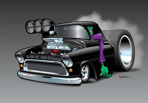 2018 Cartoon Hot Rod ⛽ Hotrodsclassiccars Truck Art Art