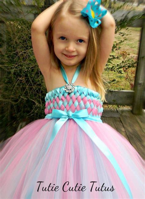 Flower Girl Woven Tutu Dress In Aqua And Pink Easter Tutu Dress Diy