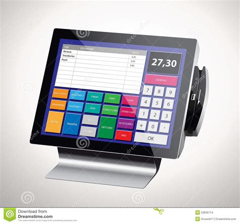 Do you currently own a small business cash register? Cash register stock vector. Illustration of button, printer - 53630714