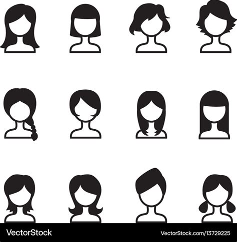 Woman Hair Style Icons Symbol I Set Royalty Free Vector