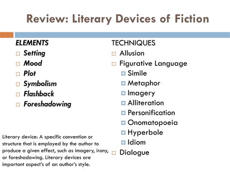 Ppt Literary Devices Elements And Techniques Of Fiction Powerpoint
