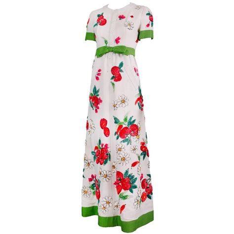 1960 s nina ricci couture summer evening gown w floral sequin design vintage sequins dress