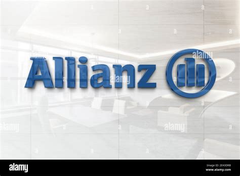Logotipo De Allianz Sobre Placa De Pared De Negocios Reflectante