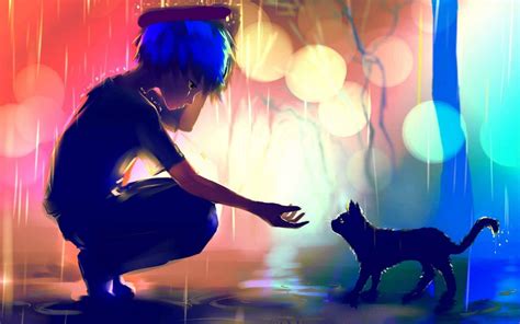 Well stop on by an check us out Art Boy Cat Rain Anime Wallpaper | HD Anime Wallpapers for ...