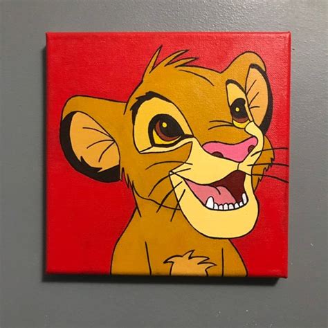 Simba The Lion King Acrylic Canvas Painting Etsy