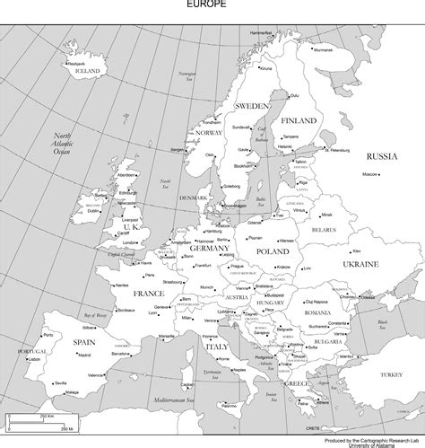 Black And White Europe Map With Countries Europe Map World Map With