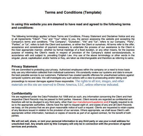 Term And Condition Template