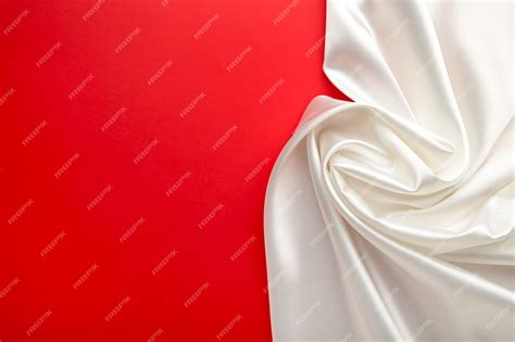 Premium Photo White Satin Fabric On Red Background