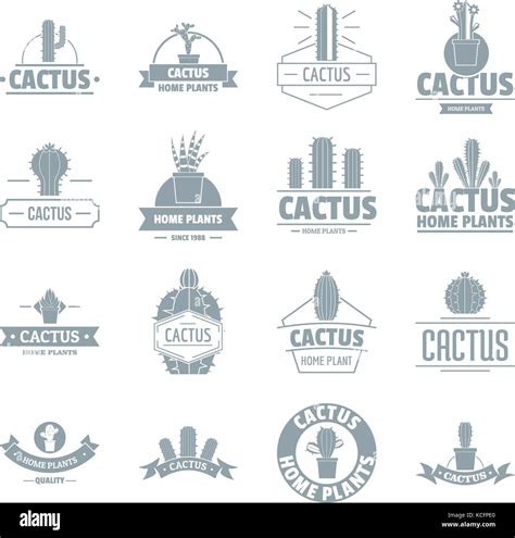 Cactus Logo Icons Set Simple Style Stock Vector Image And Art Alamy
