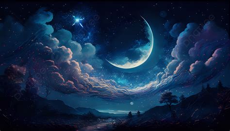 Beautiful Blue Moon In The Night Sky Background Night Sky Moon Sky