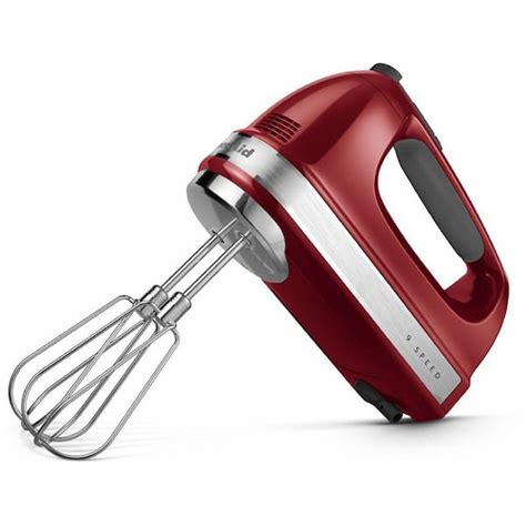 Kitchenaid 9 Speed Empire Red Hand Mixer With Beater And Whisk