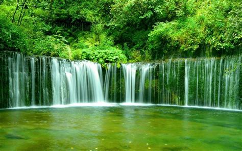 Green Waterfall Thác Nước Phong Cảnh Hình Nền