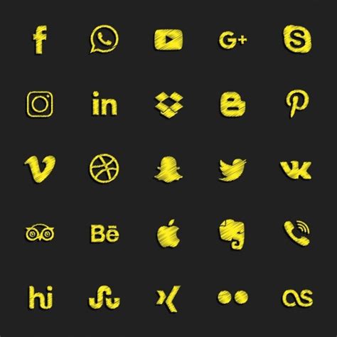 Free Vector Yellow Icons For Social Networks