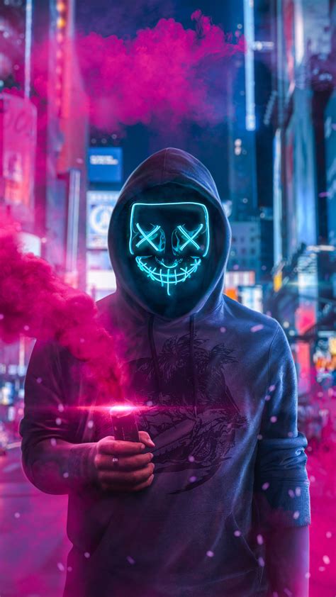 1080x1920 Mask Guy With Smoke Bomb In Hand 4k Iphone 76s6 Plus Pixel