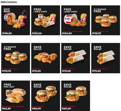 KFC Menu And Prices South Africa