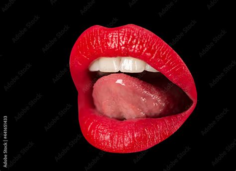 Sexy Lips Macro Photo Woman Face Detail Lip Make Up Red Lipstick