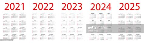 Calendar 2021 2022 2023 2024 2025 Symple Layout Illustration Week