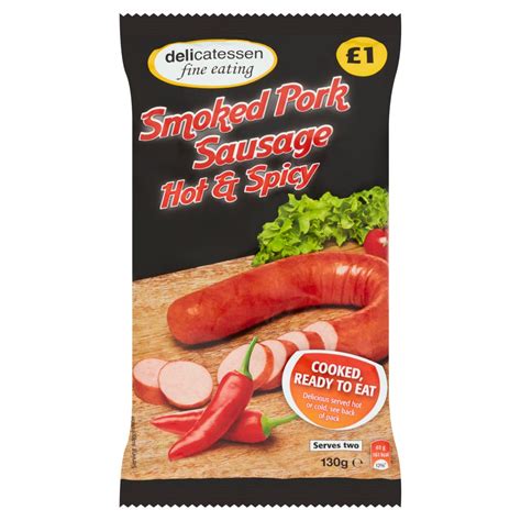 Delicatessen Fine Eating Smoked Pork Sausage Hot And Spicy 130g Bestway