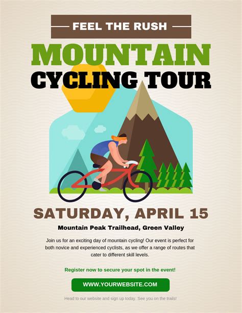 Green And Brown Mountain Cycling Tour Poster Venngage