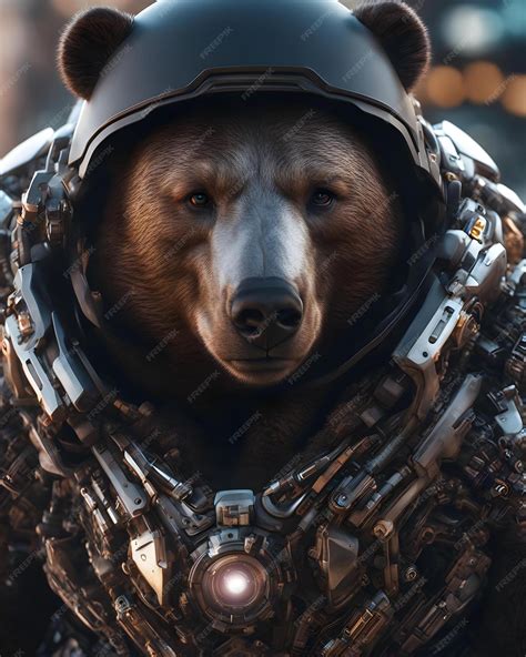 Premium Ai Image Cyborg Bear Cinematic Lightning Anti Aliasing