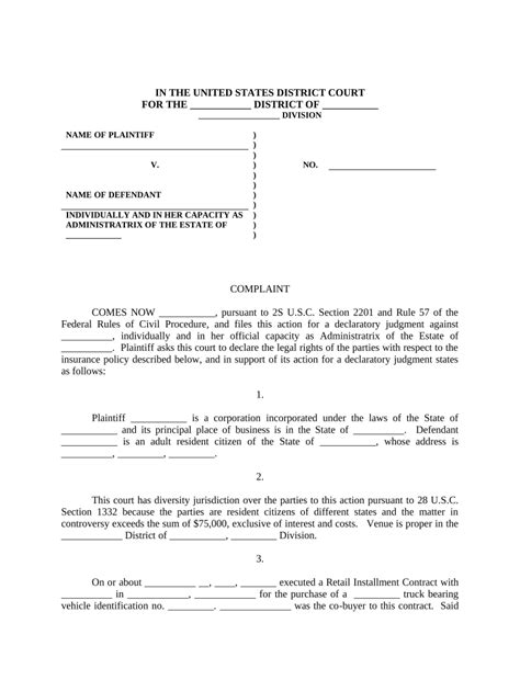 Declaratory Judgment Coverage Form Fill Out And Sign Printable Pdf