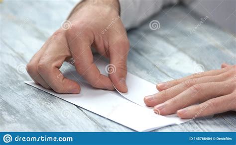 Male Hands Folding White Paper Sheet Stock Photo Image Of Beautiful
