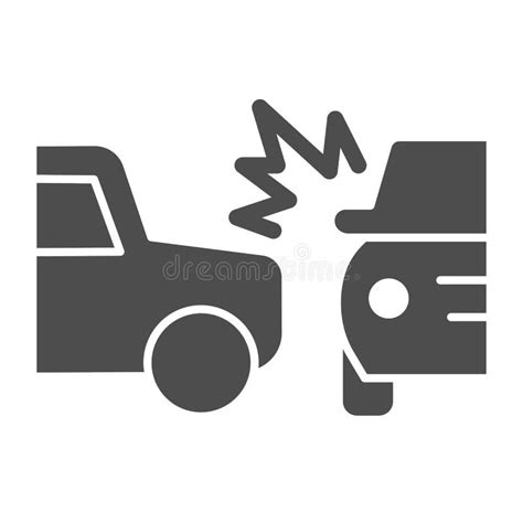 Two Automobile Road Crash Solid Icon Frontal Or Side Driving Collision