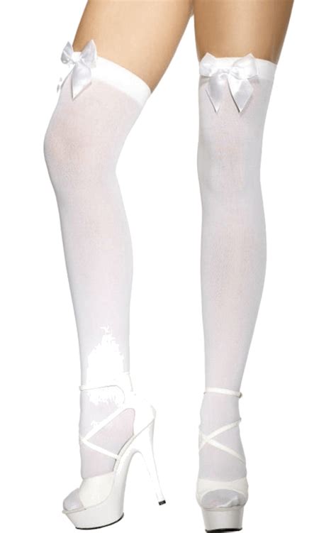 White Stockings With Bow Angels Fancy Dress Warehouse