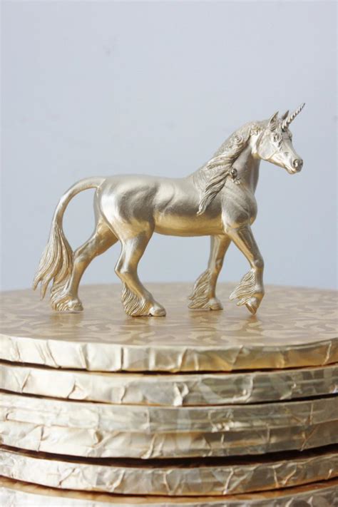 Gold Unicorn Cake Topper Figurines Animal Figurine Whimsical Magical