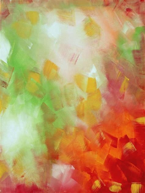 Abstract Art Colorful Bright Orange Green Yellow Abstract Spring