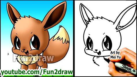 How To Draw Pokemon Characters Eevee Fun2draw Style Fun2draw