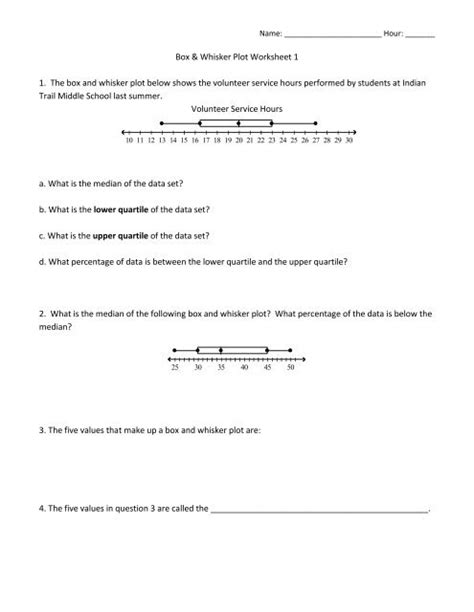 Box And Whisker Plot Worksheet 1 Box And Whisker Plots Notes