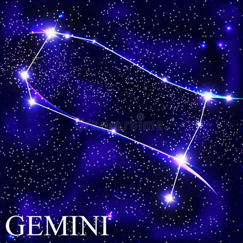 Gemini Bright Blue Neon Zodiac Sign Star Sign For Astrology Horoscope