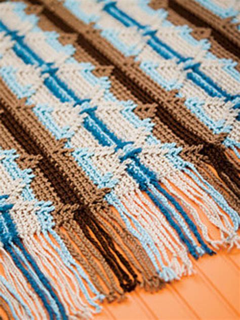Vintage Crochet Pattern For Striped Navajo Indian Afghan