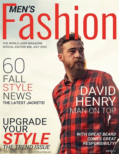 Mens Fashion Magazine Cover Template Illustrator Indesign Word