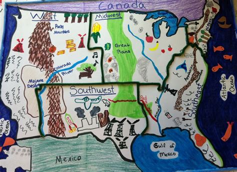 Five Regions Of The United States Student Project Third Grade Social