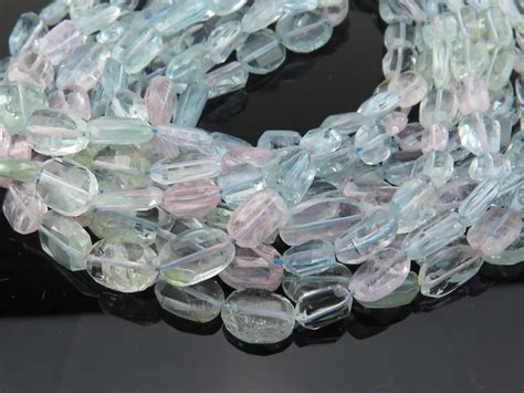 Aa Aquamarine And Morganite Faceted Nugget Beads 7 10mm 16 Strand