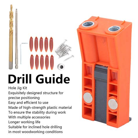 Woodworking Pocket Oblique Hole Jig Kit Punch Positioner Dowel Guide