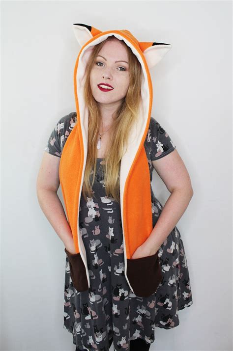 Cute Kawaii Fox Fleece Cosplay Spirithood Raverhat Hat Etsy