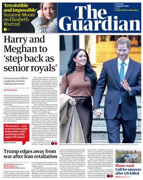 The guardian is a british national daily newspaper. Harry, Meghan quit as senior royals: Front page roundup of ...