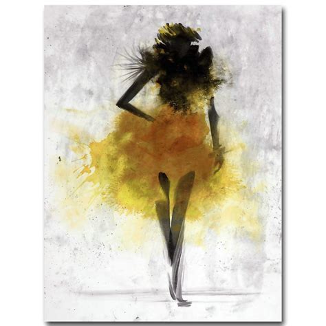 Fashion Yellow Girl Minimalist Abstract Art Canvas Oil