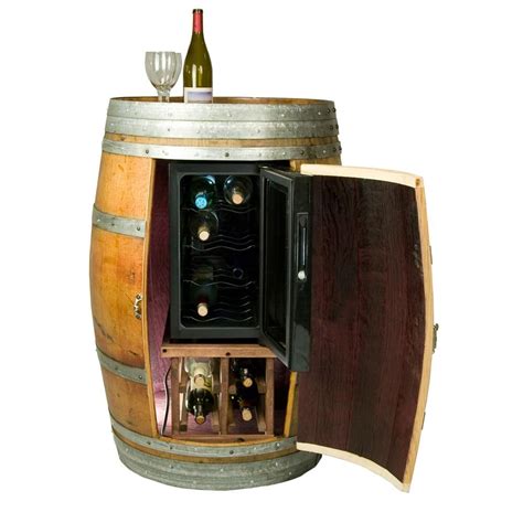 A Wooden Barrel With Wine Bottles In It