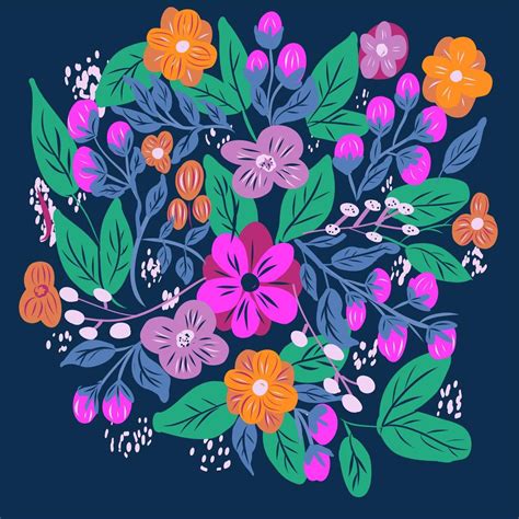 Ditsy Floral Pattern With Bright Colorful Flowers 830002 Vector Art At