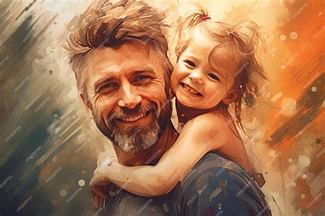 Premium Ai Image Watercolor Illustration Of Father And Daughter